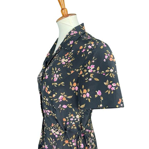 Vintage MISS DORBY Button Down Maxi Dress Floral Print w/Ties Size 12 Cottage - Picture 8 of 14